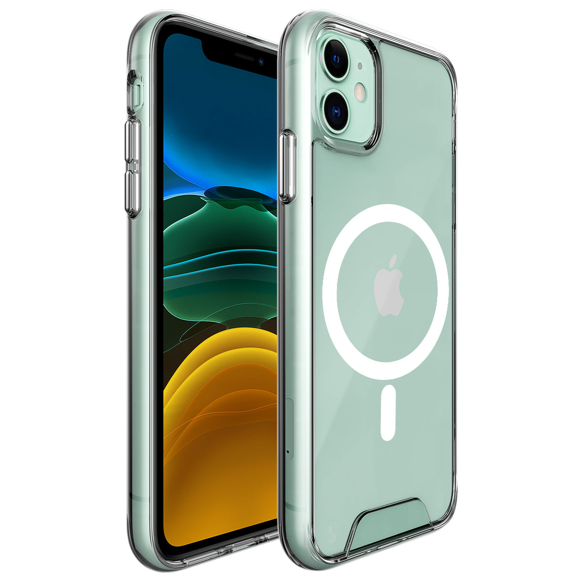 For iPhone 11 Case TPU+PC Clear Anti-drop Phone Back Protector Compatible with MagSafe For iPhone 11 Case TPU+PC Clear Anti-drop Phone Back Protector Compatible with MagSafe